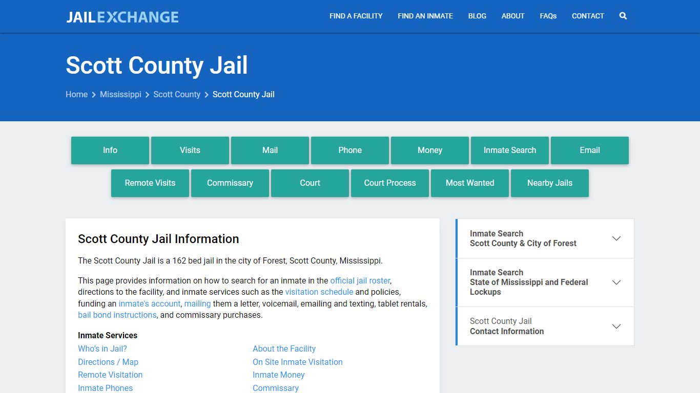 Scott County Jail, MS Inmate Search, Information